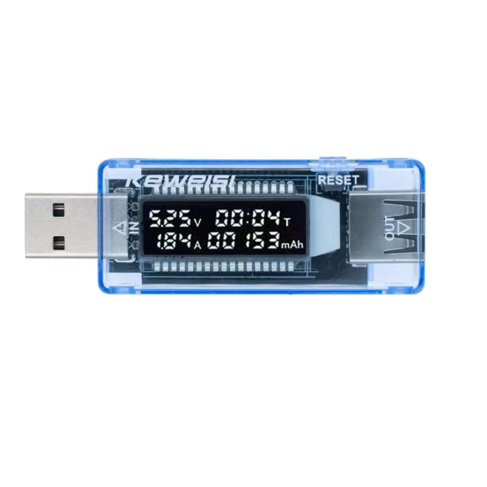 KWS-V20 Blue Multifunction USB Tester: Current Meter, Voltage and Capacity 4-20V 0-3A with Timer, PnP Portable for Charger and Power Bank