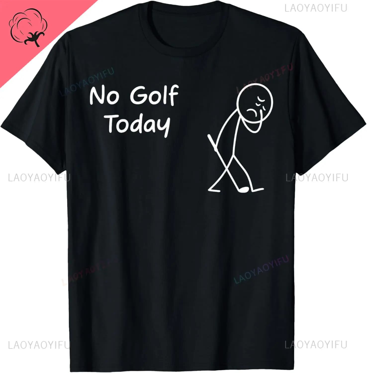 No Golf Today Divertente grafica triste Stickman Golfista Figura T-shirt da uomo e da donna a maniche corte in cotone traspirante e confortevole