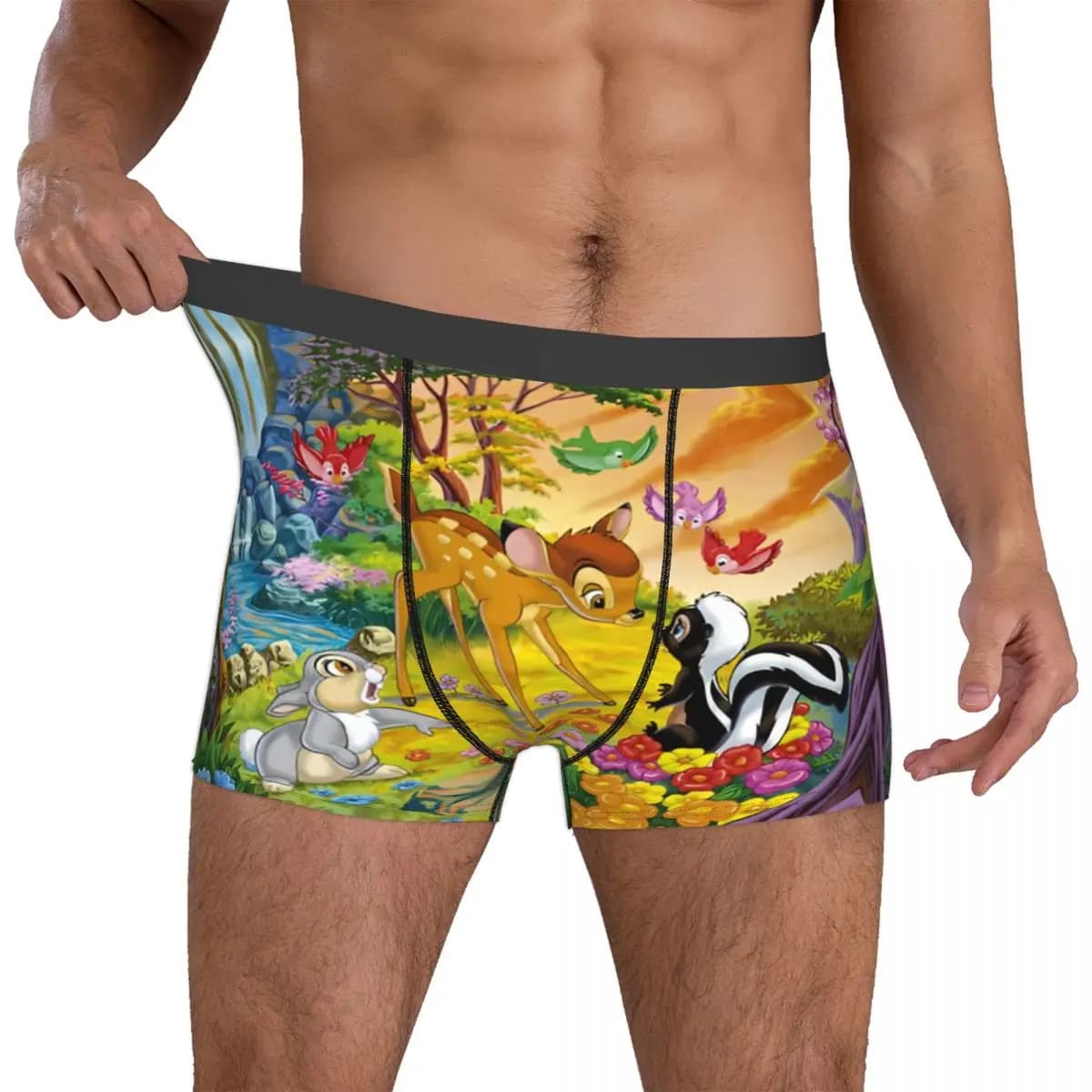 Pantaloncini boxer B-Bambies personalizzati alla moda, mutandine da uomo, comodi slip Bambi Thumper Flower, biancheria intima
