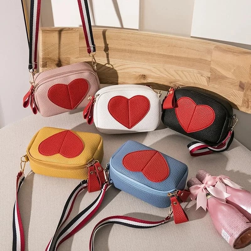 Borsa a tracolla a forma di cuore con motivo litchi, mini borsa a tracolla elegante, portafoglio quadrato con cerniera da donna, adatto per donne, ragazze
