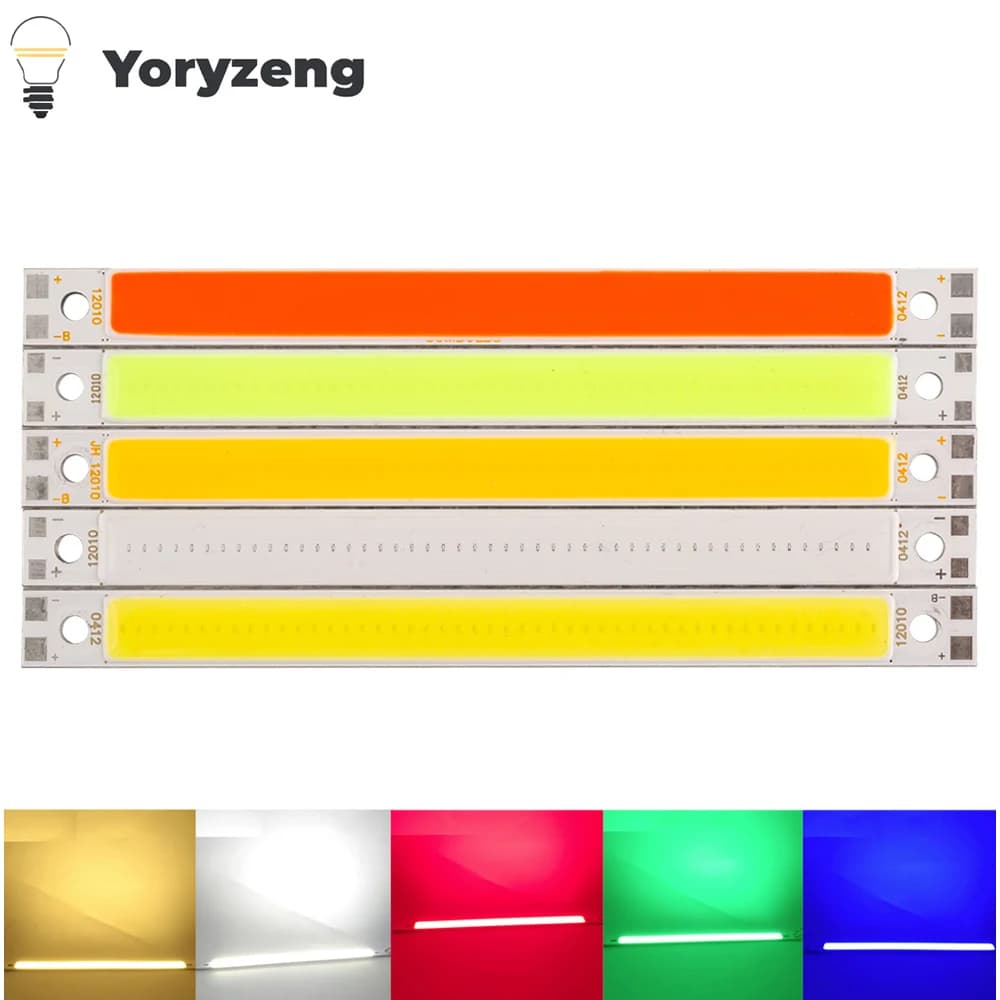 DC12V 120*10mm COB LED Strip Bar Lights 10W White Warm Red Blue Green for DIY Car House Lighting Lamp