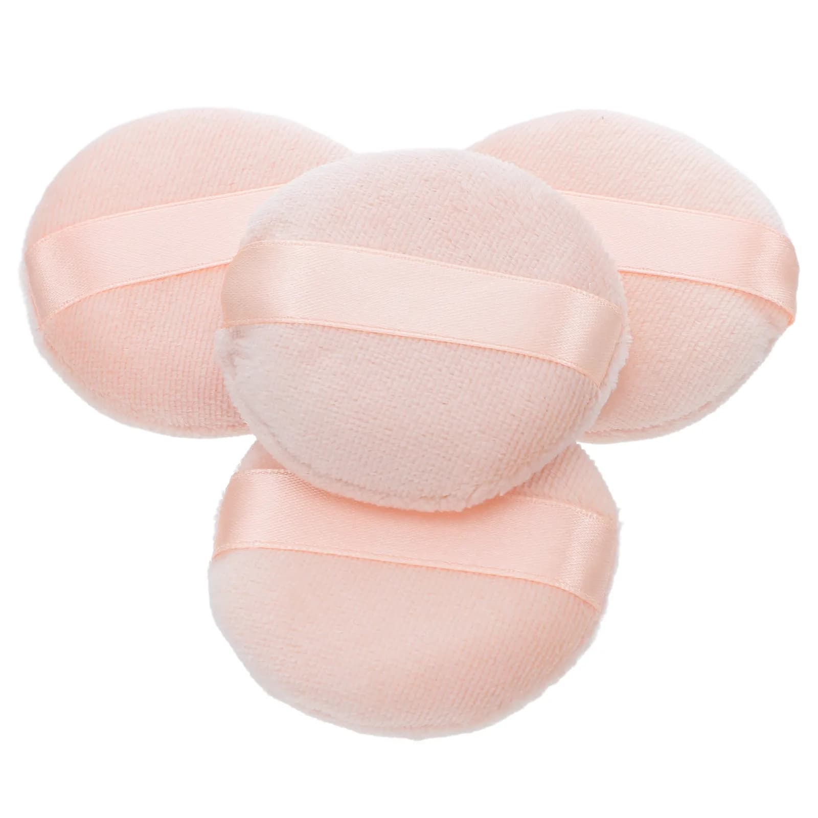 4Pcs High Quality Round Powder Puff for Loose Powder Face Makeup Quick Easy Foundation Application Hands-Free Gentle Skin Care