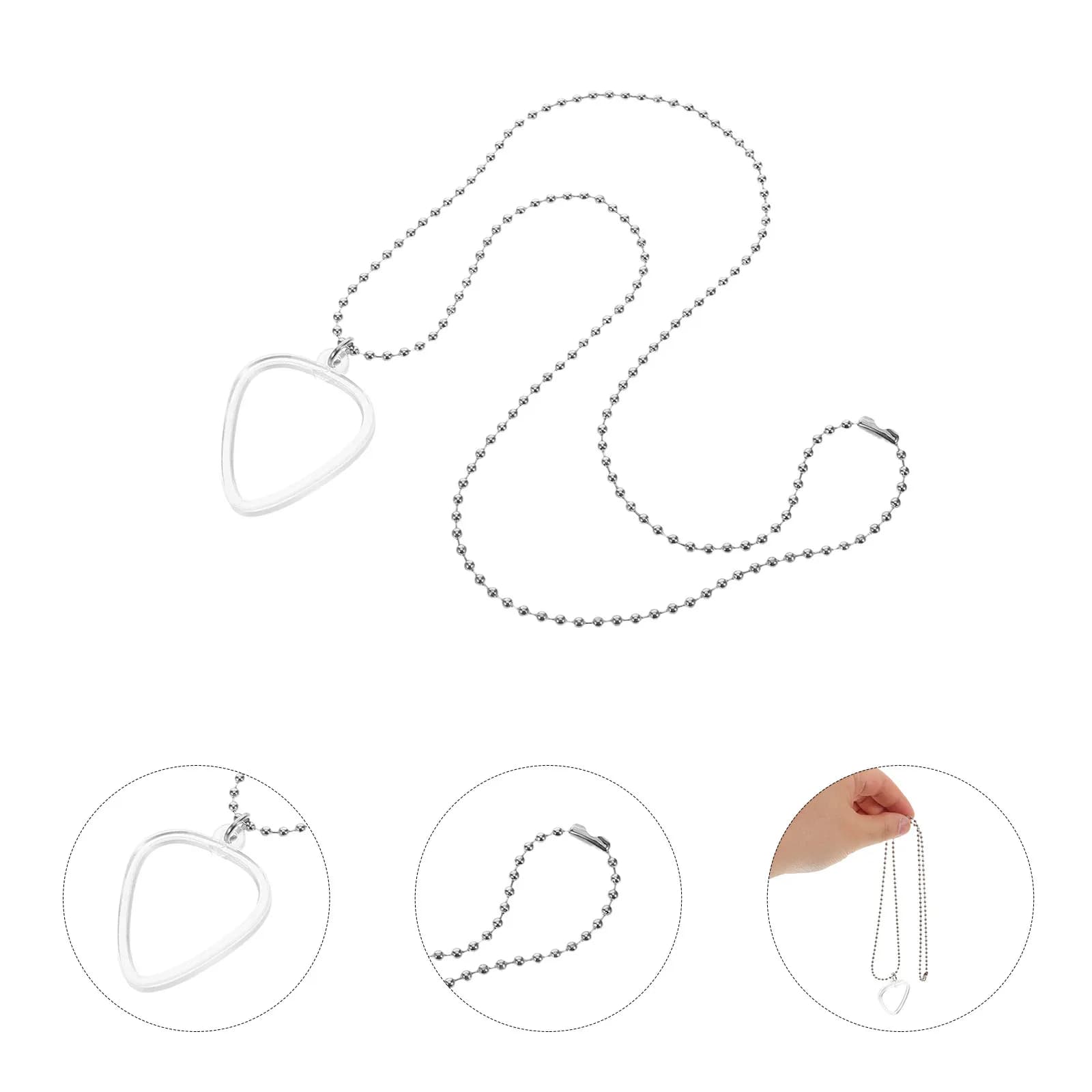 Transparent Heart-Shaped Guitar Pick Holder Necklace Storage Box for Electric Acoustic Bass Ukulele Picks Organizer Display