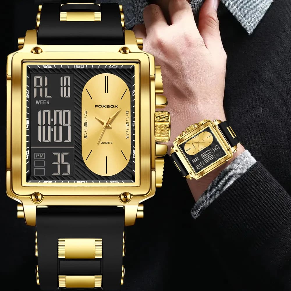 LIGE FOXBOX Orologio Digitale Quadrato alla Moda per Uomo, Sportivo Casual Impermeabile, Cronografo di Lusso di Marca Top, Nuovo