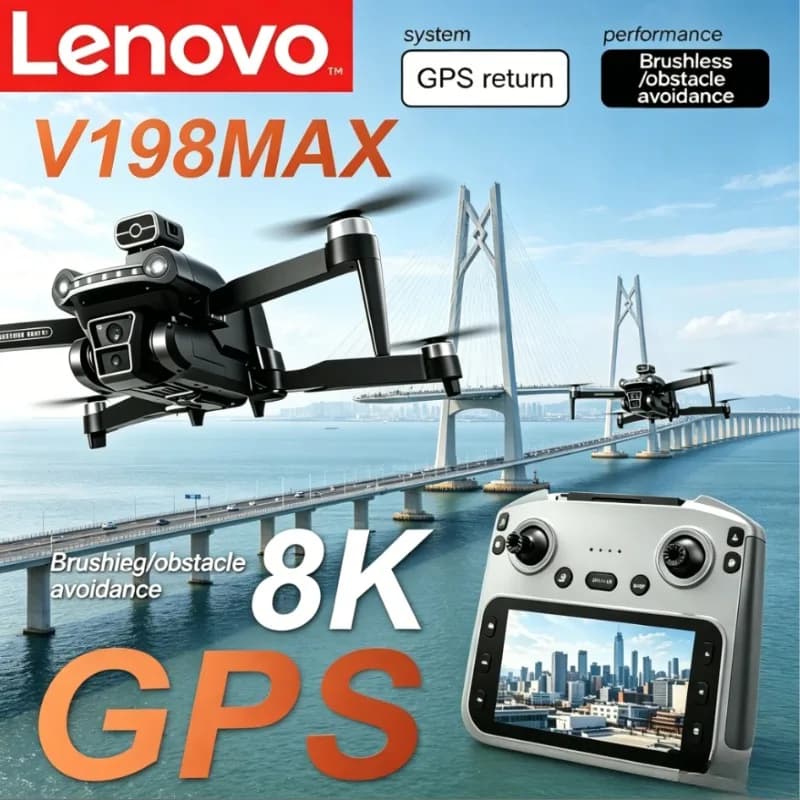 Drone Lenovo V198MAX 8K Professionale FPV Pieghevole Quadricottero Brushless con Evitamento Ostacoli Laser e Flusso Ottico RC