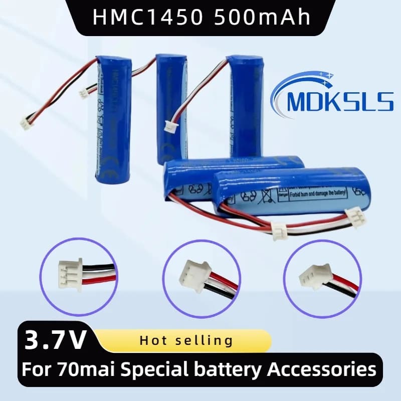 Nuova Batteria Li-ion 3.7V 500mAh per Dash Cam Smart 70mai Pro Midrive D02 HMC-1450, Batteria di Ricambio con Connettore a 3 Fili 14x50mm