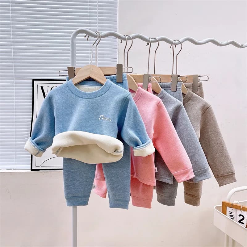 2026 New Thicken Warm Plush Children Sets Kids Clothes Boy Girl Underwear Suits Autumn Winter Children Clothinn