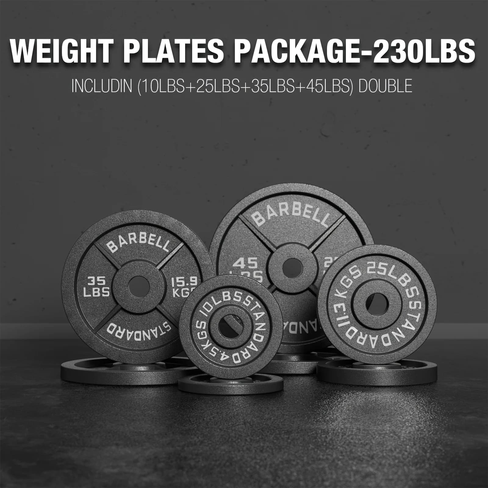 Enhanced Grip Cast Iron Weight Plates Package, Traditional/Classic 2" Inch Plates, Weight Plates for Strength Training, Weightlifting, Bodybuilding & Powerlifting