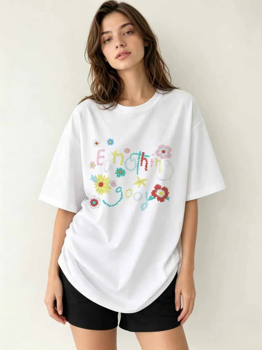 T-shirt Donna Cotone Estivo Vacanza Costiera Oceanside Cultura Urbana da Spiaggia Moda Vacanza Rilassata Leggera e Fresca 2026