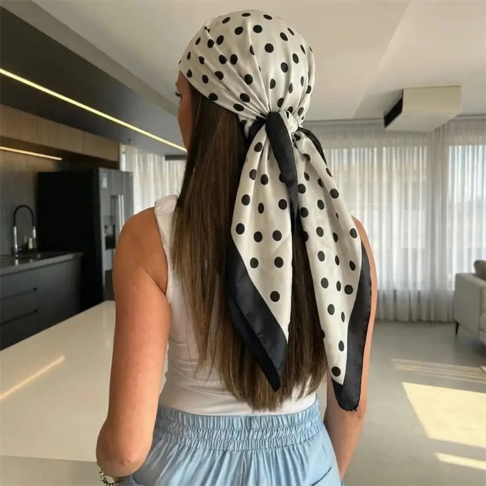All-match Printed Dot Print Scarf Geometric Shape Spicy Girls Polka Dot Silk Scarf Korean Hip Hop Punk Bandana Beach