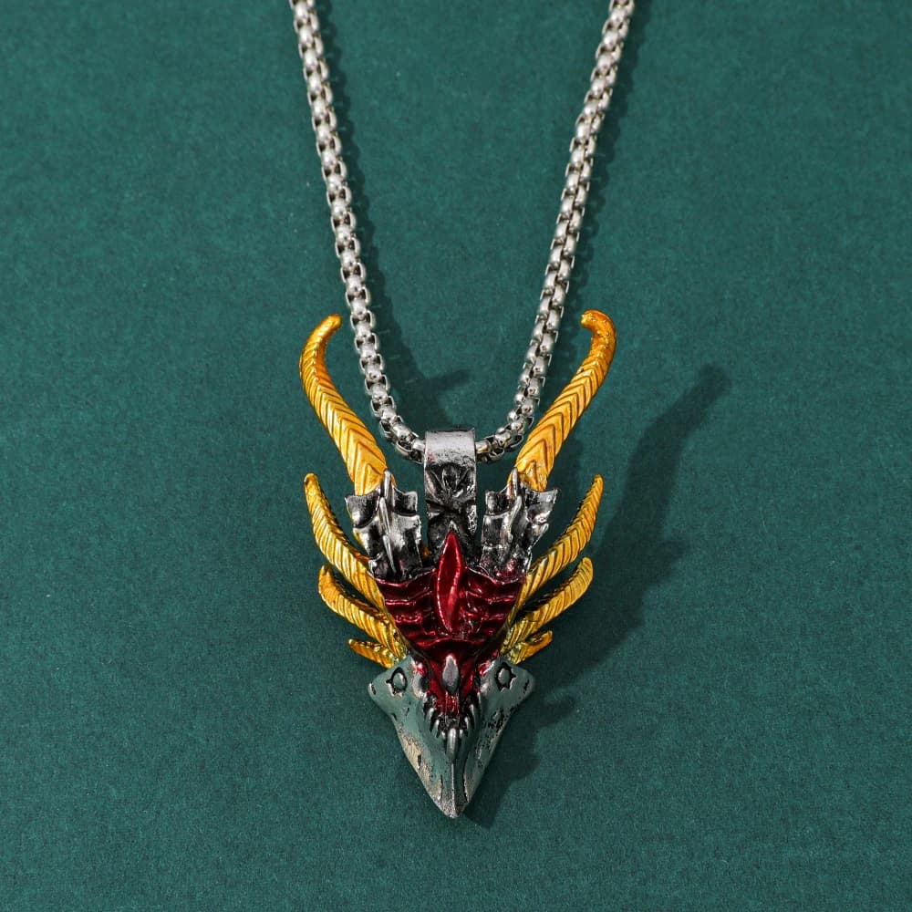 Collana con Ciondolo a Forma di Testa di Drago Retrò Hip-Hop per Uomo, Accessorio di Moda Punk per Feste, Regalo