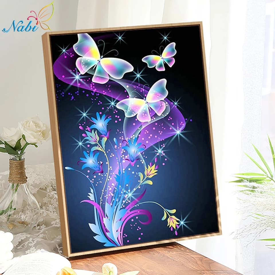 5D DIY Diamond Painting Colorful Butterflies & Flowers Square & Round Drills Diamond Embroidery Cross Stitch Kits Home Decor