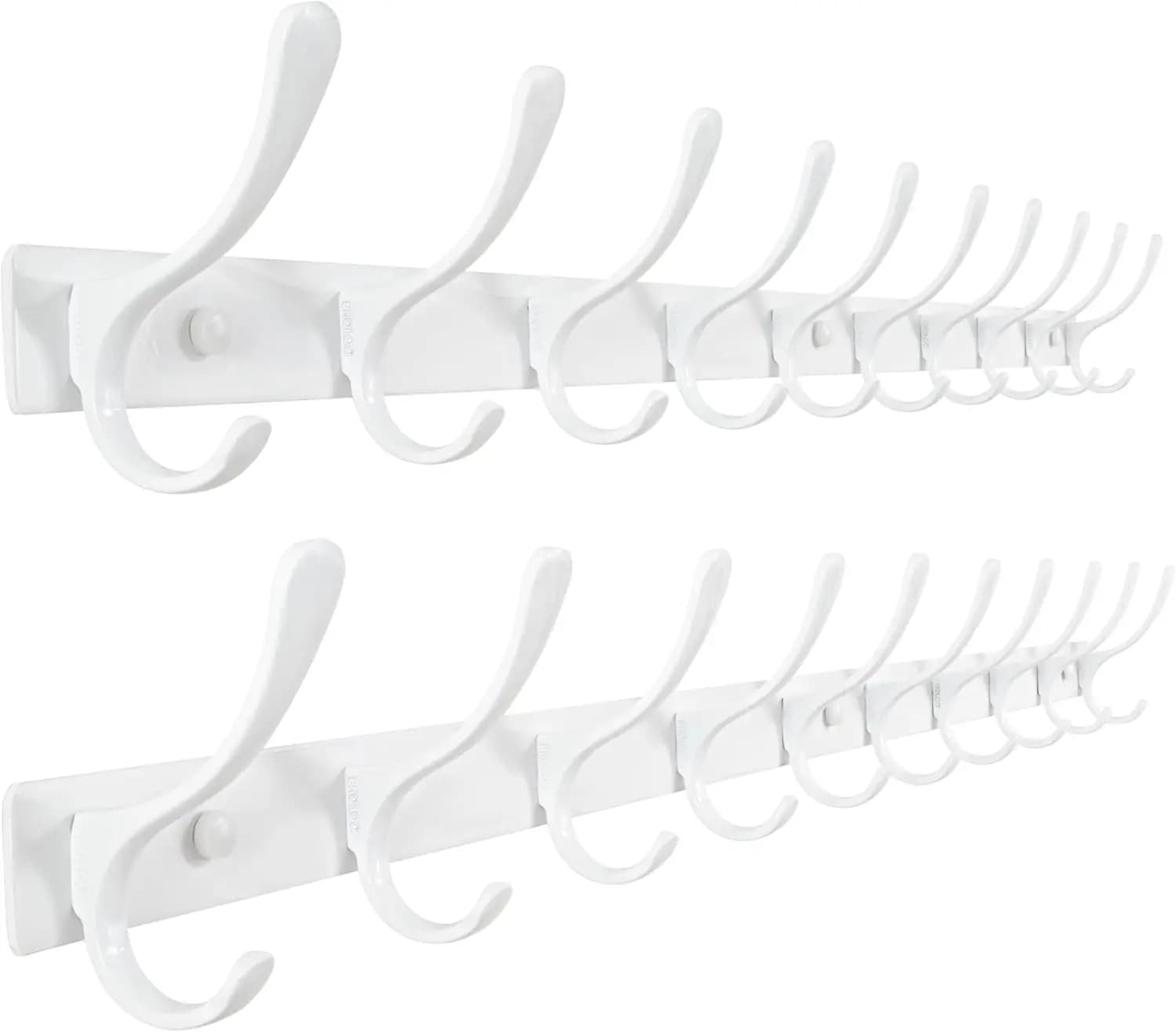 Appendiabiti da parete in acciaio inossidabile con 10 ganci, confezione da 2 - Resistente per cappotti, giacche e cappelli, colore bianco