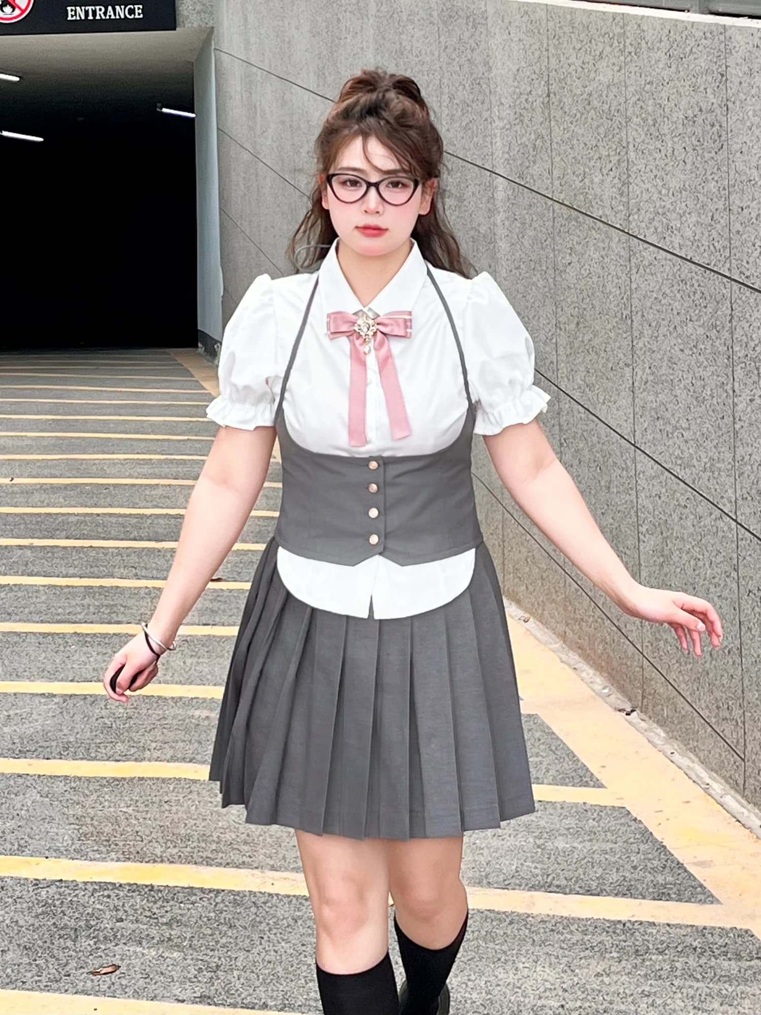Original Spicy Girl Uniform Set Large Size Three-Piece Suit with Blouse Vest Skirt for plus Size Women Fashionable Commu...