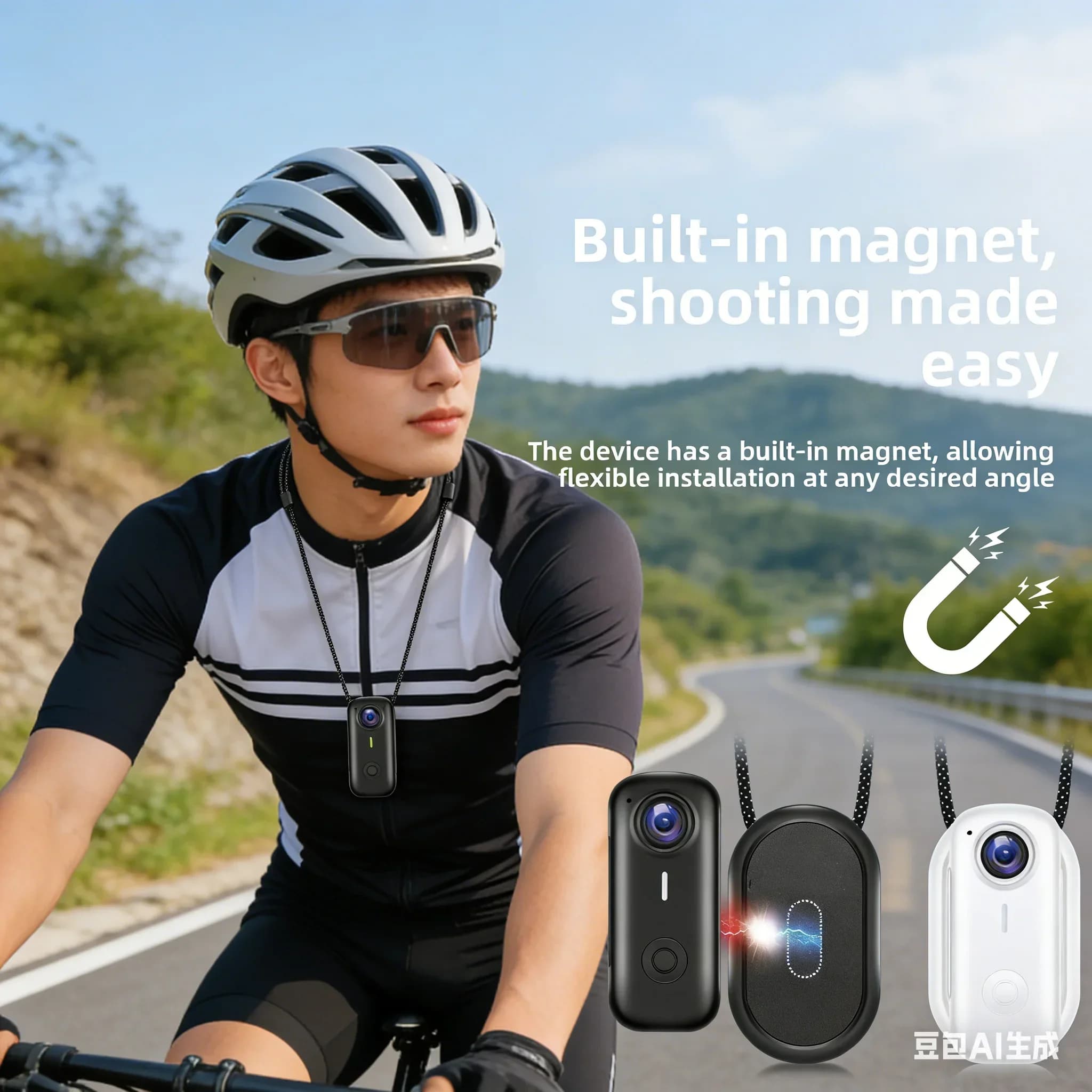 Videocamera sportiva compatta con attacco magnetico, registratore video portatile per ciclismo, corsa, sport, accessori fotografici