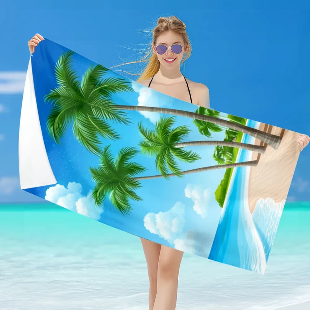 Set di asciugamani da spiaggia Scenic - Onde astratte, paesaggi costieri e arte di isole tropicali, morbido asciugamano anti-sabbia per piscina e viaggi
