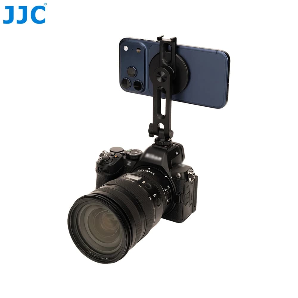 JJC Supporto per telefono magnetico con supporto per slitta fredda Supporto per treppiede per telefono per iPhone 17 16 15 14 13 12 Treppiede per monitor per fotocamera DSLR Samsung