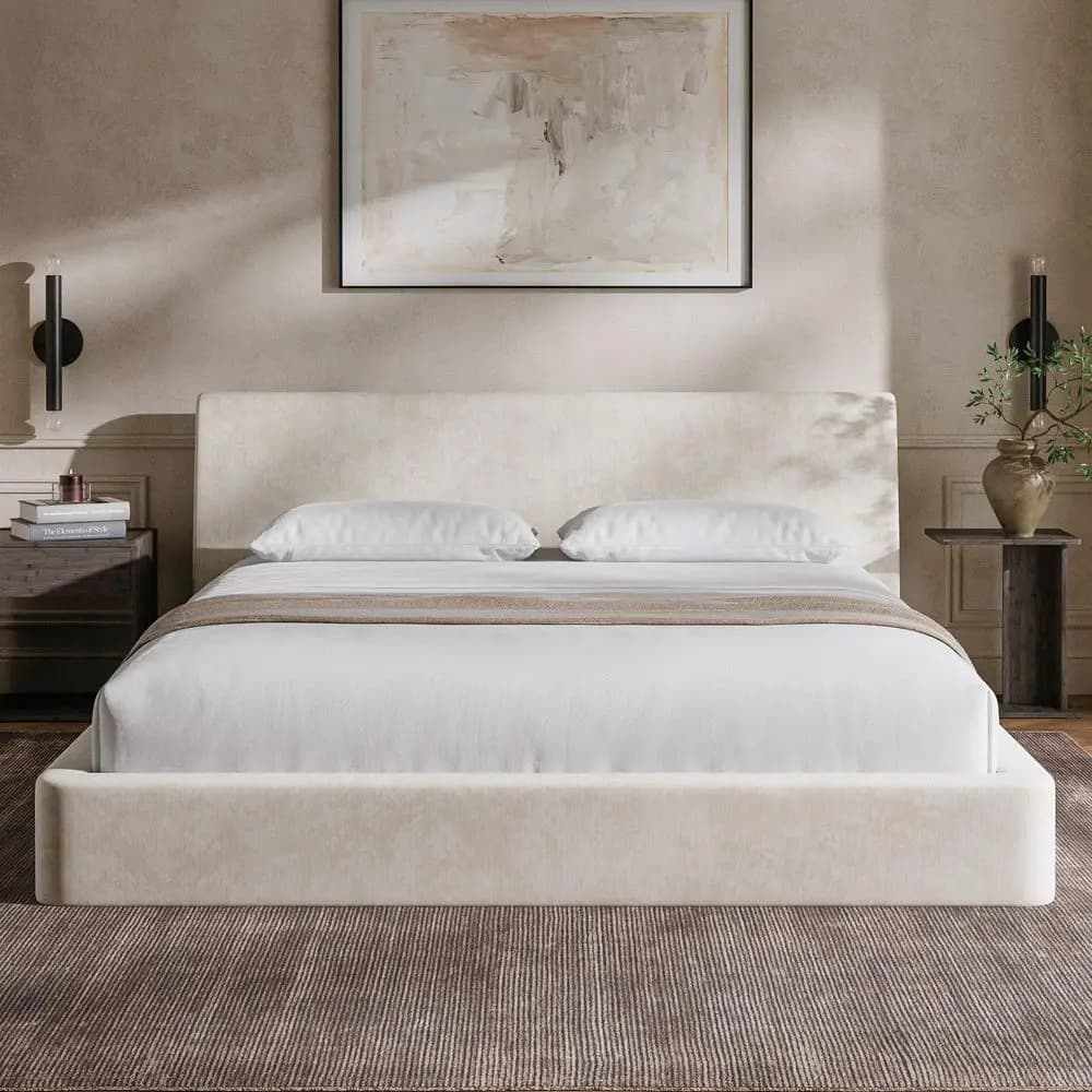 Struttura letto AirFrame California King con testiera ergonomica imbottita in schiuma, design minimalista, senza box.