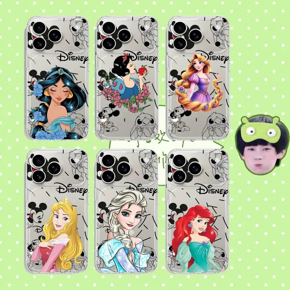 Cover per telefono P-Princess per iPhone 17 16 15 14 Plus 13 12 11 Pro Max, custodia posteriore trasparente antiurto