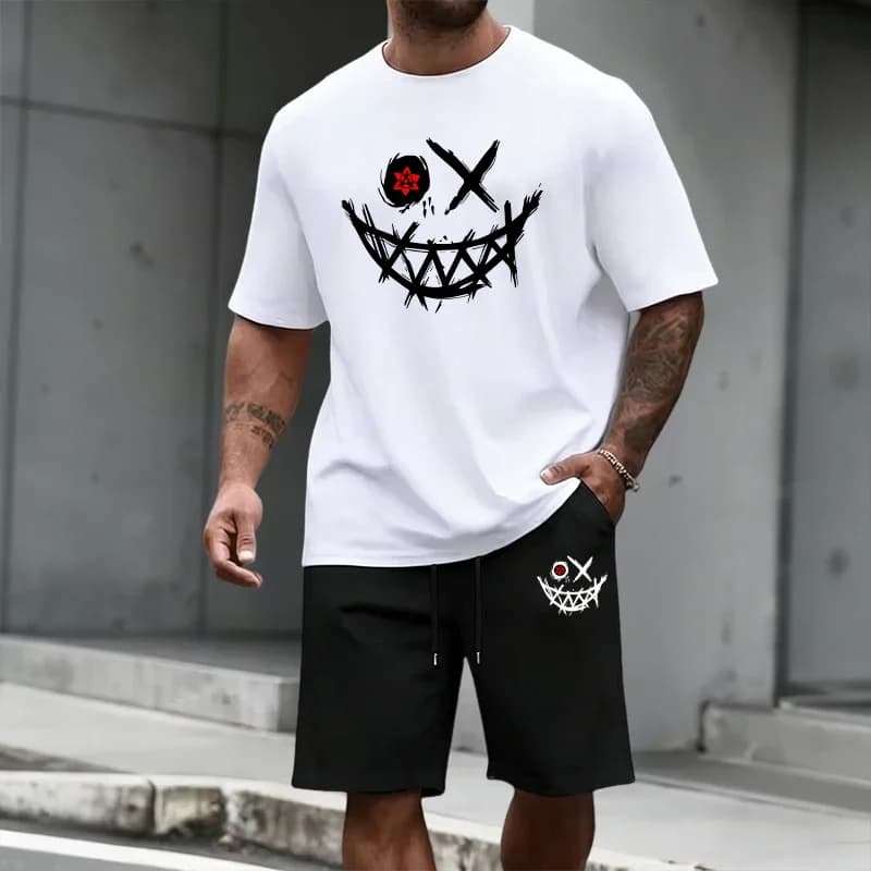 Completo Estivo Uomo 2026: T-shirt e Pantaloncini Casual Urbani alla Moda, Outfit a Maniche Corte, Abbigliamento Streetwear per Casa e Outdoor, T-shirt Comode Coordinato