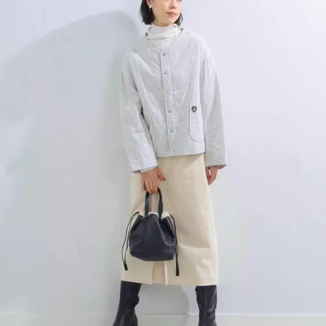 Giacca Classica ORCIVAL in Cotone, Corta, con Spalle Larghe, Scollo a V, Trapuntata, Motivo a Rombi, Cappotto Invernale da Donna