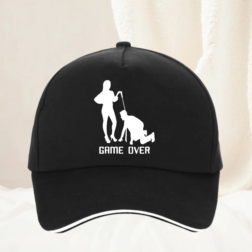 Cappello da baseball regolabile unisex con scritta 'Game Over' per lo sposo e i testimoni, ideale per addio al single, per giocatori di videogiochi, con scritta 'Over Bride Groom'.