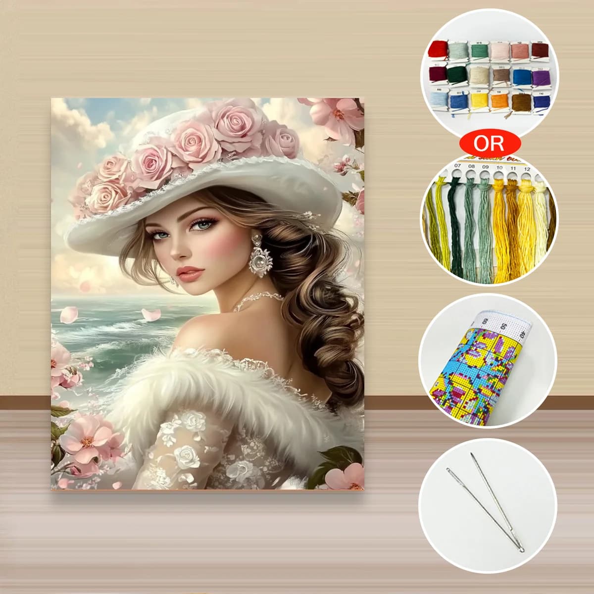 1PC40X50CM/15.7X19.69in,11CT/14CT cross stitch kit DIY Valentine's Day gift embroidery set for festival ,noblewoman