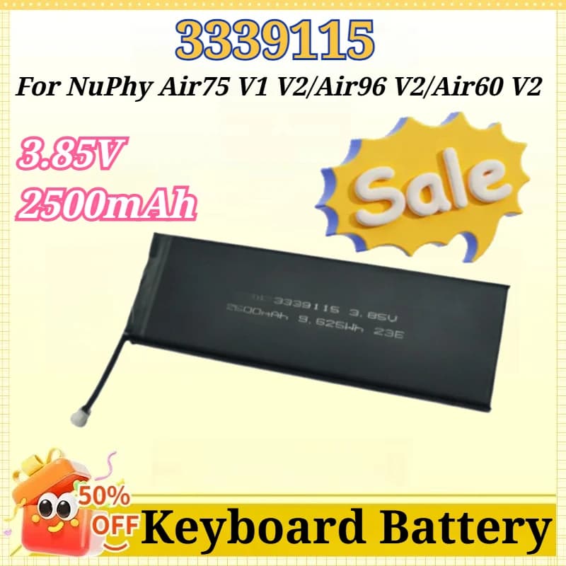 Batteria 3.85V 2500mAh 3339115 per Tastiera Meccanica NuPhy Air75 V1 V2/Air96 V2/Air60 V2