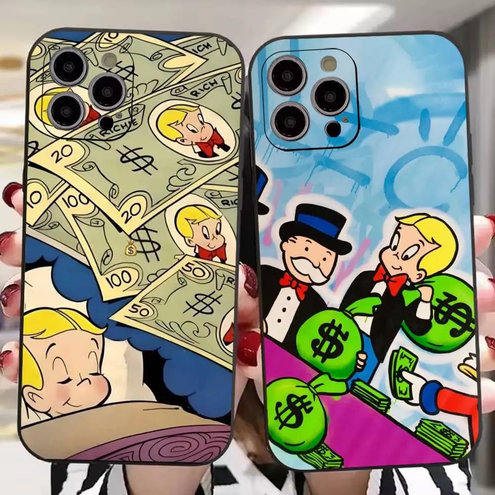 Cartoon R-Richie Rich Art Fashion Phone Case For iPhone 17, 16,15,14,13,12,11 Plus,Pro Max, Others Soft Black Cover