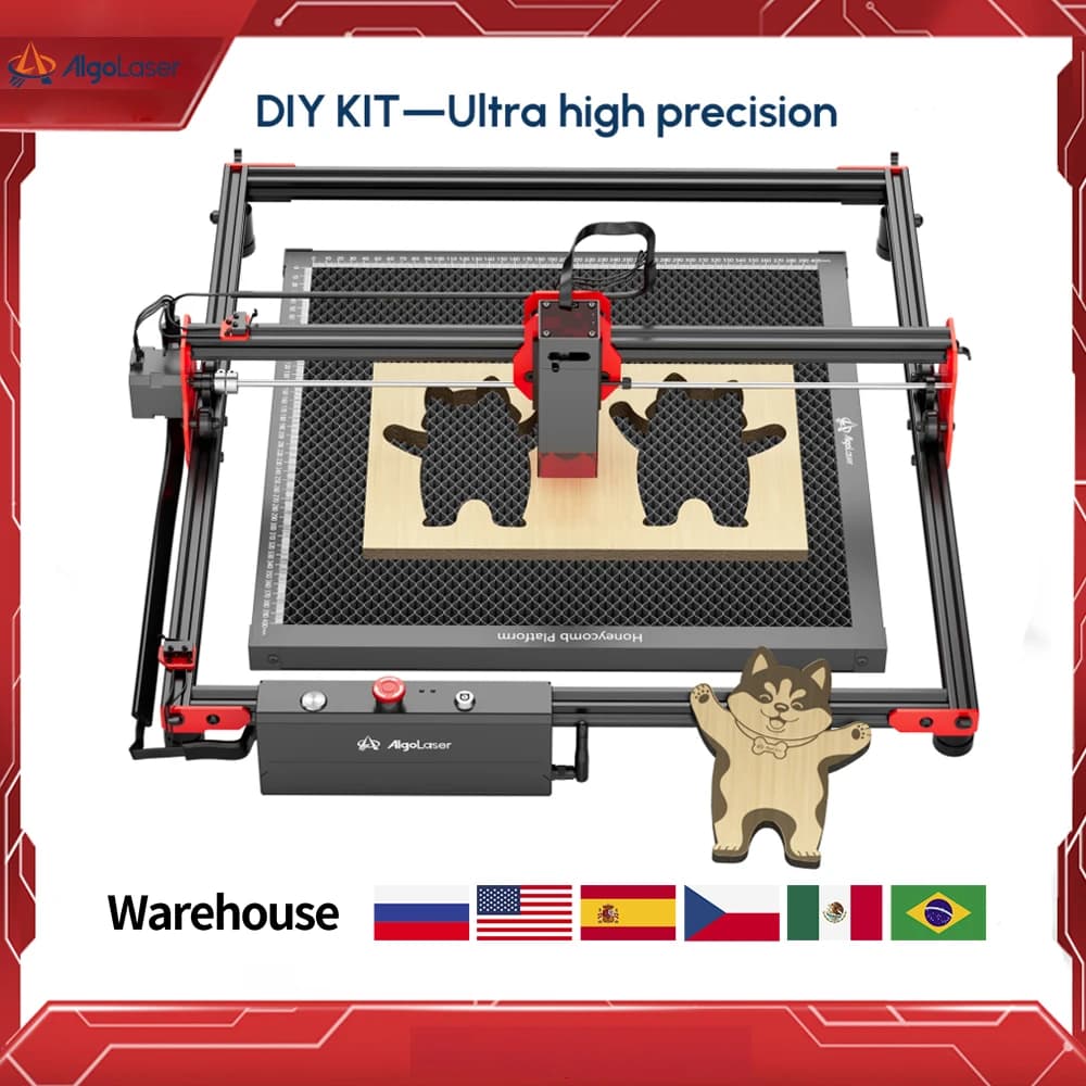 AlgoLaser DIY Kit 10W Laser Engraver Cutting Machine for High Speed Engraving Fixed Focus Ultra-thin 10W Laser Power 400*400mm Area