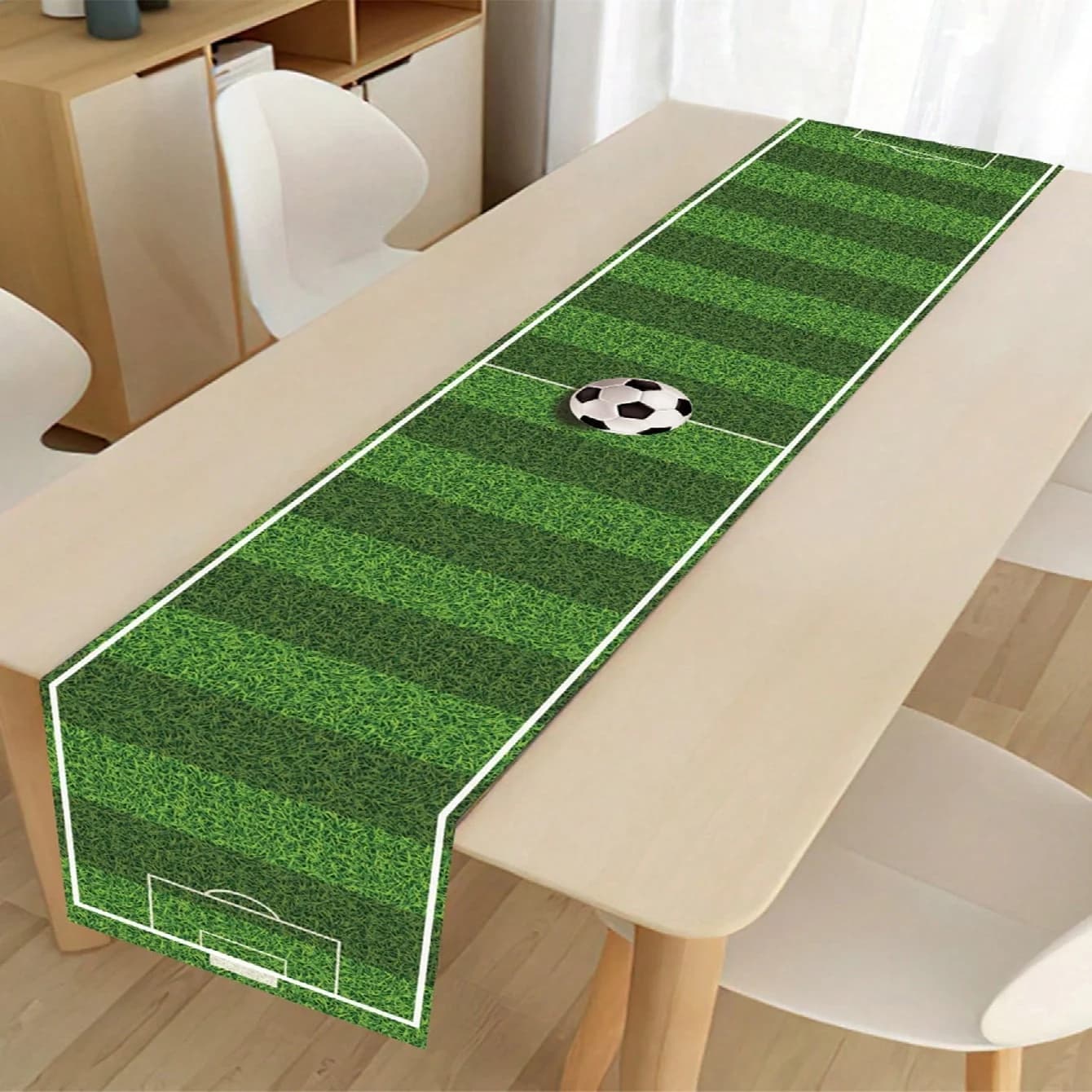 1 pz verde prato calcio tema runner da tavolo simulato campo da calcio runner da tavolo da pranzo fan party ins stile tovaglia lunga impermeabile sport runner da tavolo decorativo