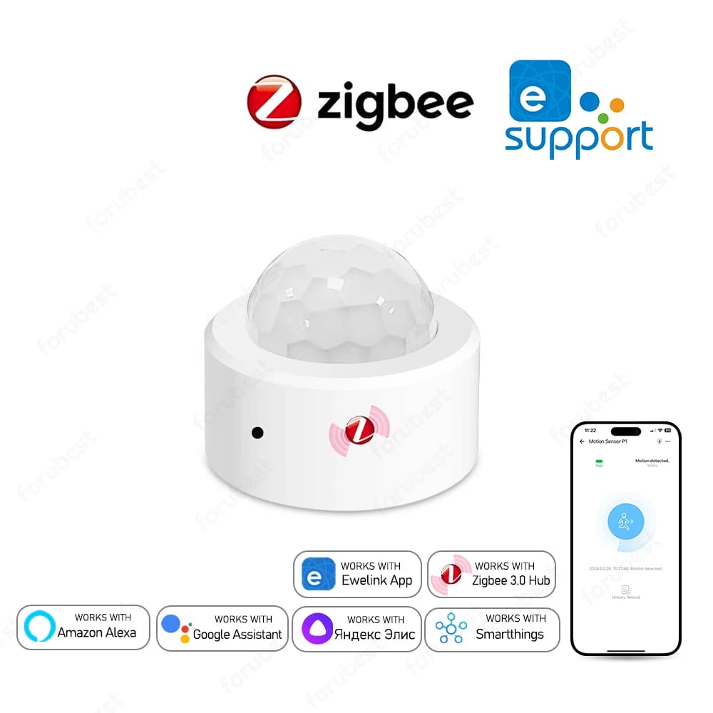 Zigbee 3.0 Sensore di movimento umano Rivelatore a infrarossi PIR Allarme di sicurezza domestica intelligente Controllo app Ewelink tramite Zigbee Bridge Zigbee Hub