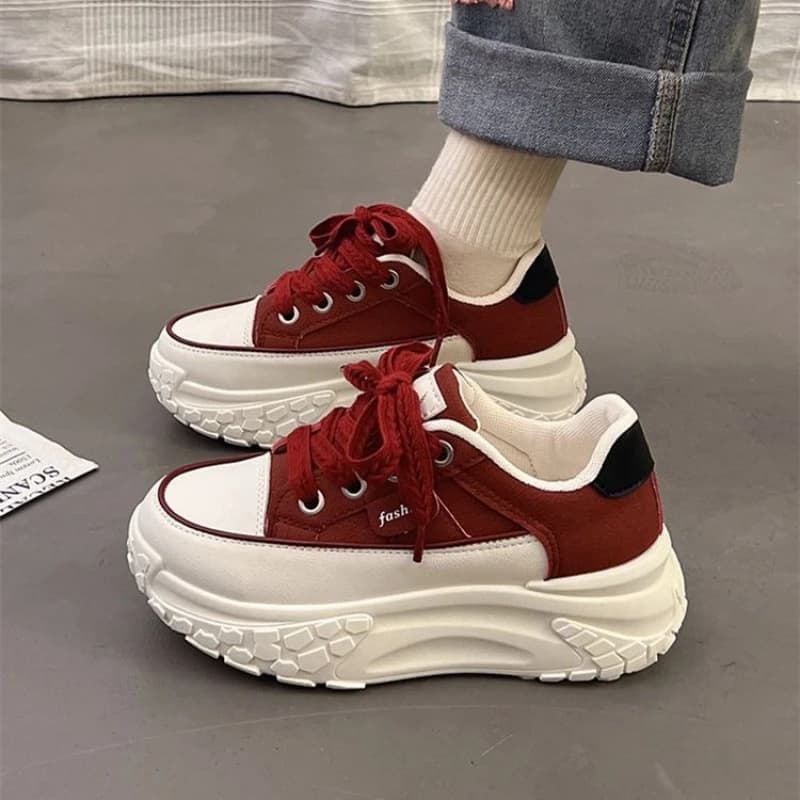 Scarpe da ginnastica bianche robuste primaverili da donna Scarpe con plateau con suola spessa con tacco da 5 cm Scarpe da ginnastica casual unisex per palestra all'aperto ​