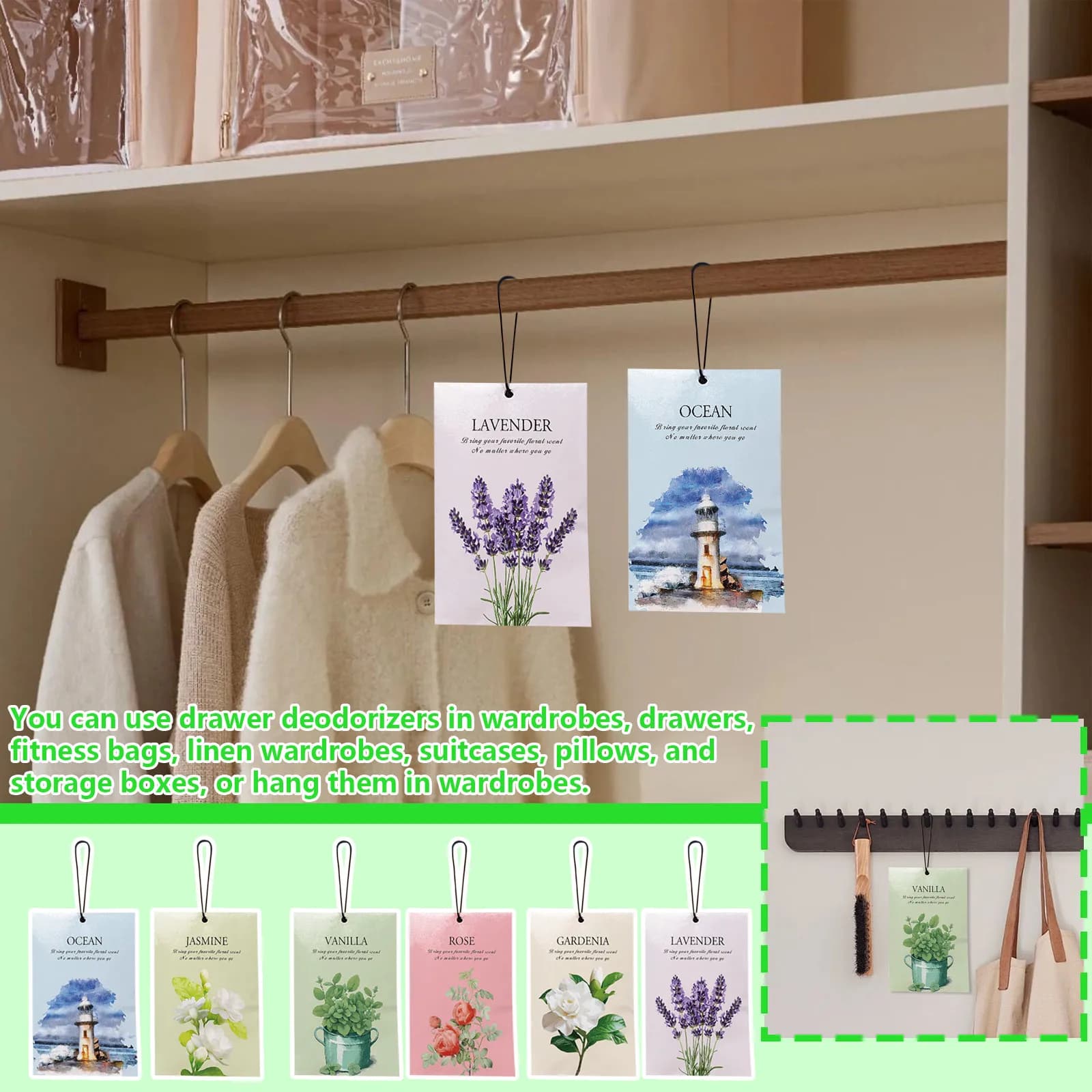 4 pieces of scented fragrant bag for cupboard envelope deodorant cabinet for auto fragrance bag for the house hanging in jasmine