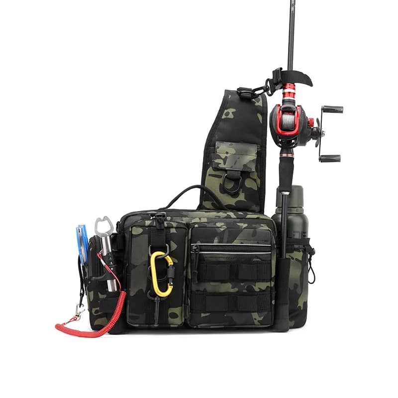 waist bag, single-shoulder bag, crossbody bag, fishing rod bag, bait box, tackle bag, large-capacity camouflage fishing bag