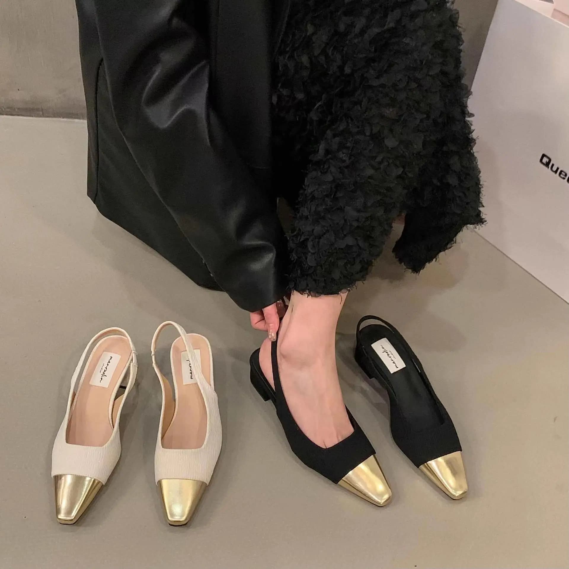 Eleganti Sandali con Tacco Alto e Punta Quadrata, Nuovo Stile Primavera-Estate per Donne, Abbinabili a Gonne, Scarpe Alla Moda