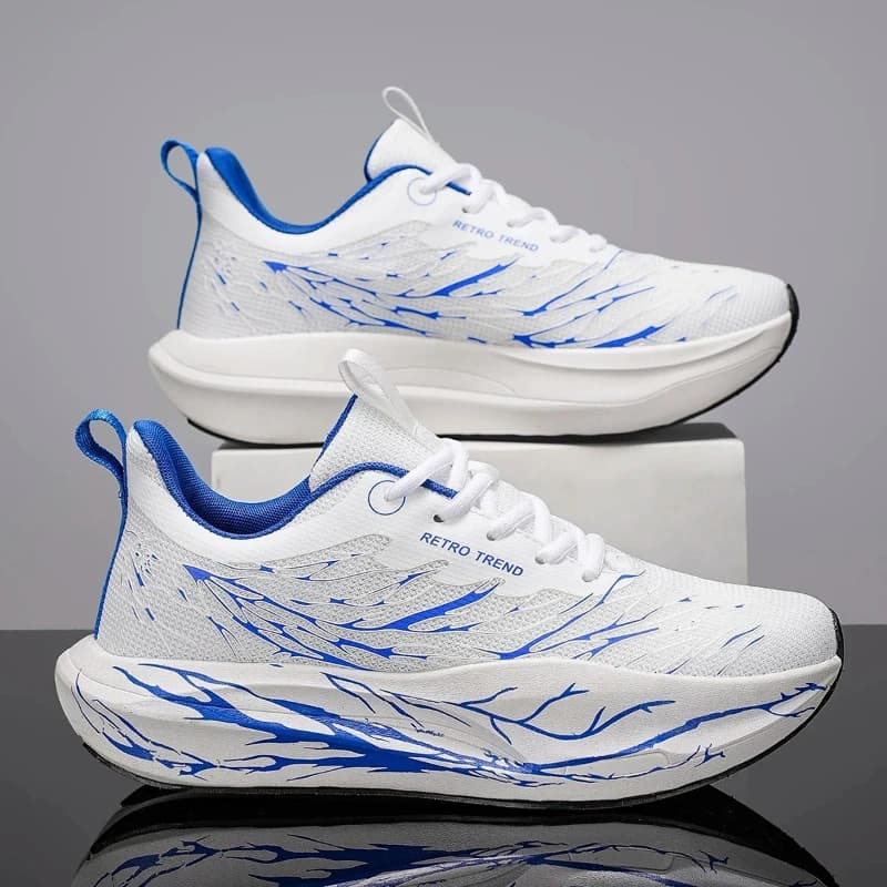 Trendy mesh sports shoes for men, breathable soft sole, anti slip, professional racing plus size running shoes