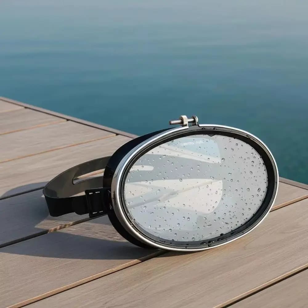 Retro-Style Tempered Glass Diving Mask Oval Shape Single Lens Snorkeling Mask Lightweight Wide View Swimming Goggles Snorkeling