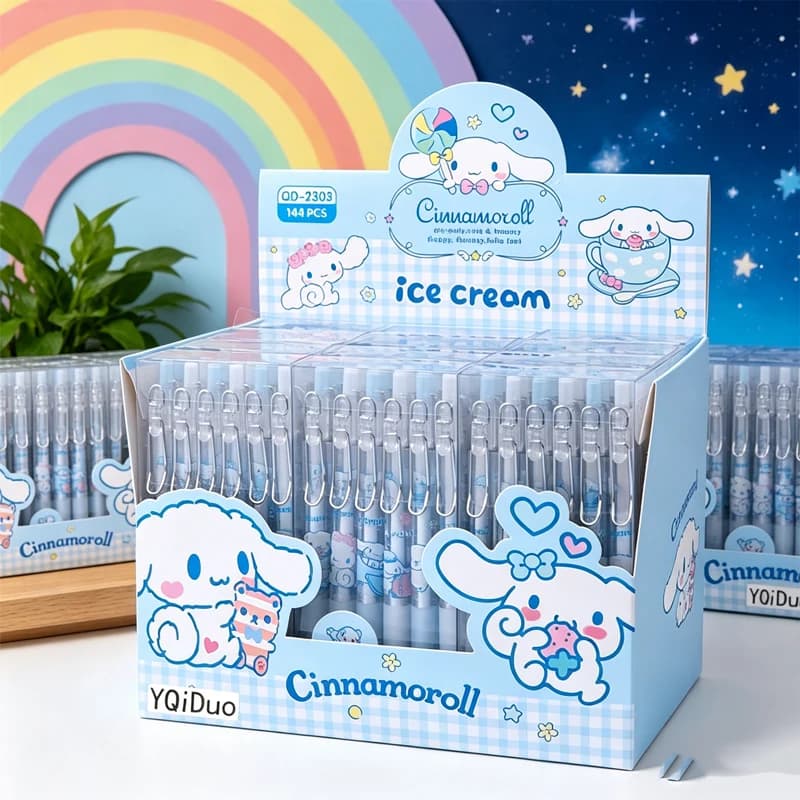 6-12Pcs Genuine Sanrio Series 0.5MM Gel Pens Kawaii Cinnamoroll Kuromi Black Pen Student Stationery Supplies School Gifts