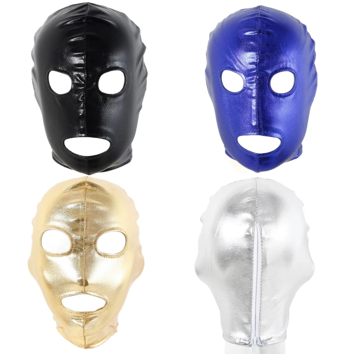 Maschera per Cosplay Unisex in Pelle PU e Lattice, Maschera per la Testa con Occhi, Bocca e Naso Aperti, Balaclava per Bondage