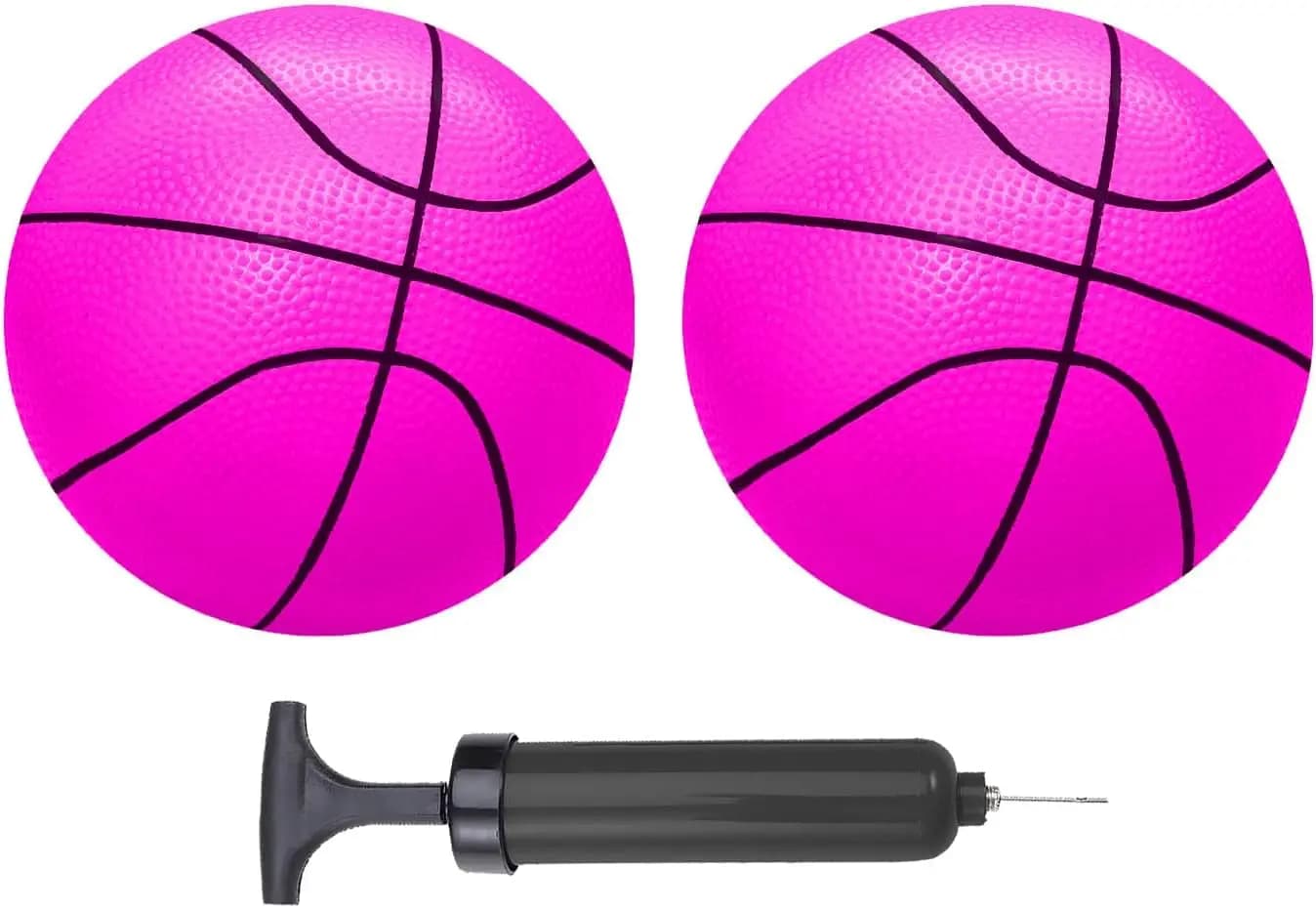 Mini Basketballs 5" Set of 2 with Pump, Soft PVC, for Pool & Indoor Play