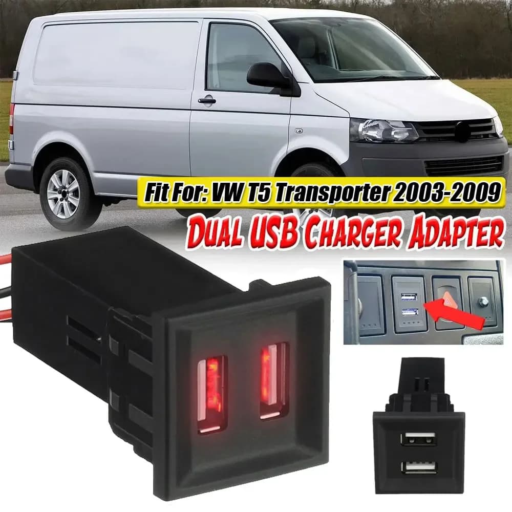 12V Auto Doppio USB Caricatore Adattatore Presa Caricatore Del Telefono per ASR Dash Interruttore Vuoto per Volkswagen per VW T5 Transporter 2003-2009