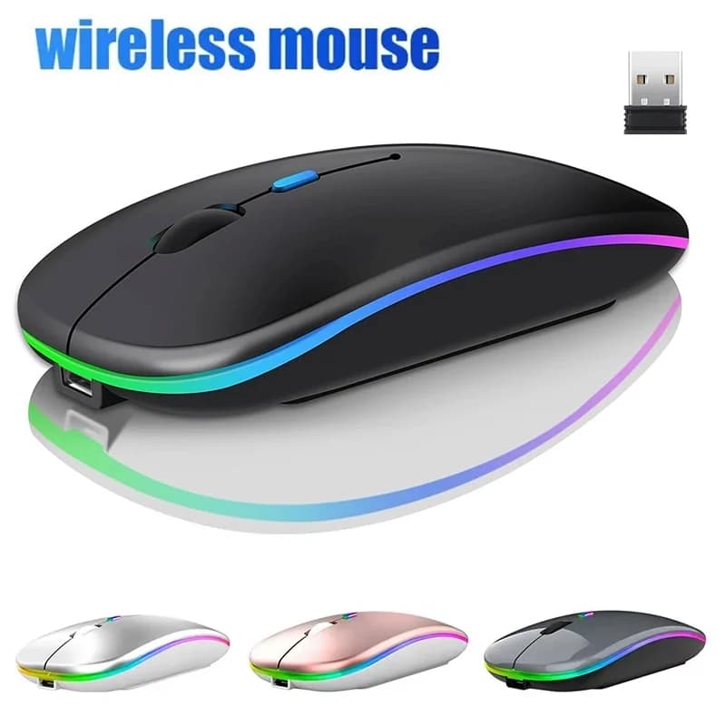 Rechargeable Silent Wireless Mouse LED Backlit Mice 2.4G Receiver Bluetooth Dual Mode Optical Mice For PC Laptops Computer Mouse