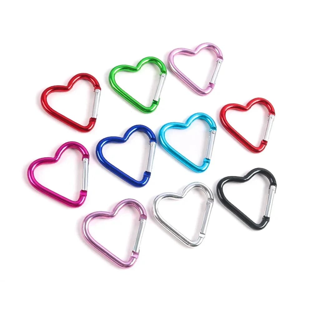 5 pezzi in alluminio a forma di cuore moschettone portachiavi clip portachiavi gancio bottiglia d'acqua borsa fibbia appesa creazione di gioielli accessori