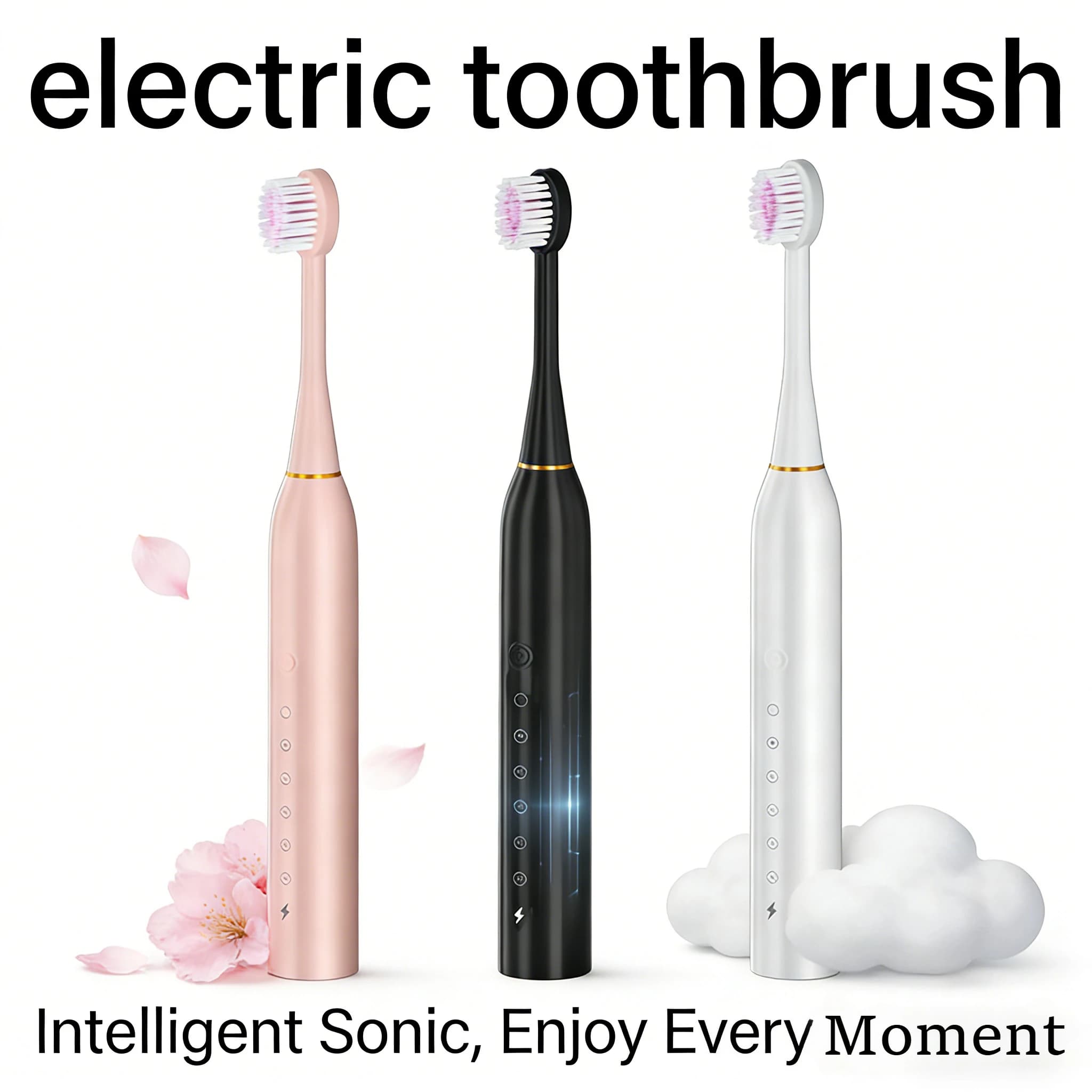 Electric Toothbrush for Adults Rechargeable with Soft Setole Automatic Long Sonic Battery Life Intelligent Travel Portable