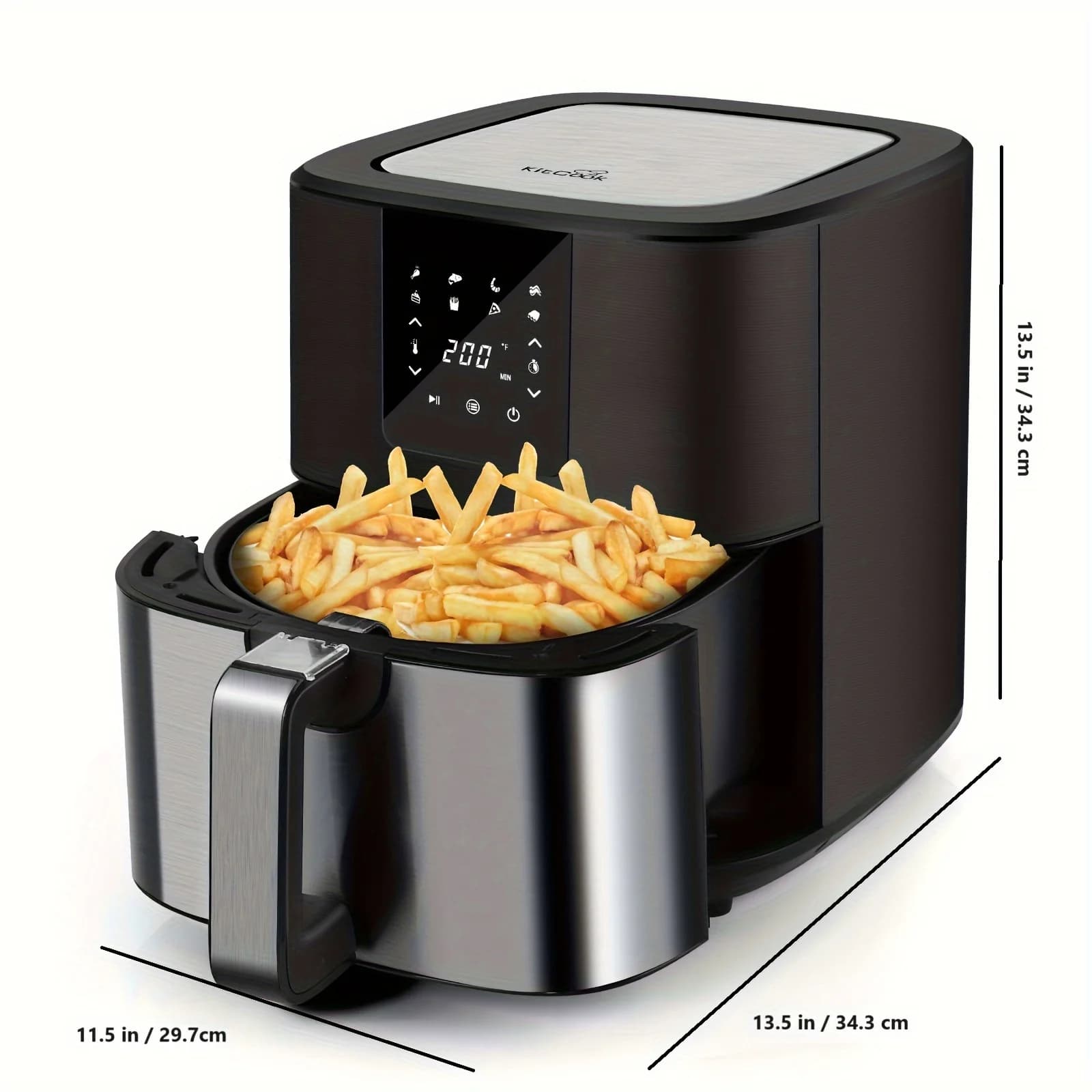 KitCook, AirFryer 1500W 7QT, adjustable temperature 100-400 ° F, preset menu 8, digital touch screen, not