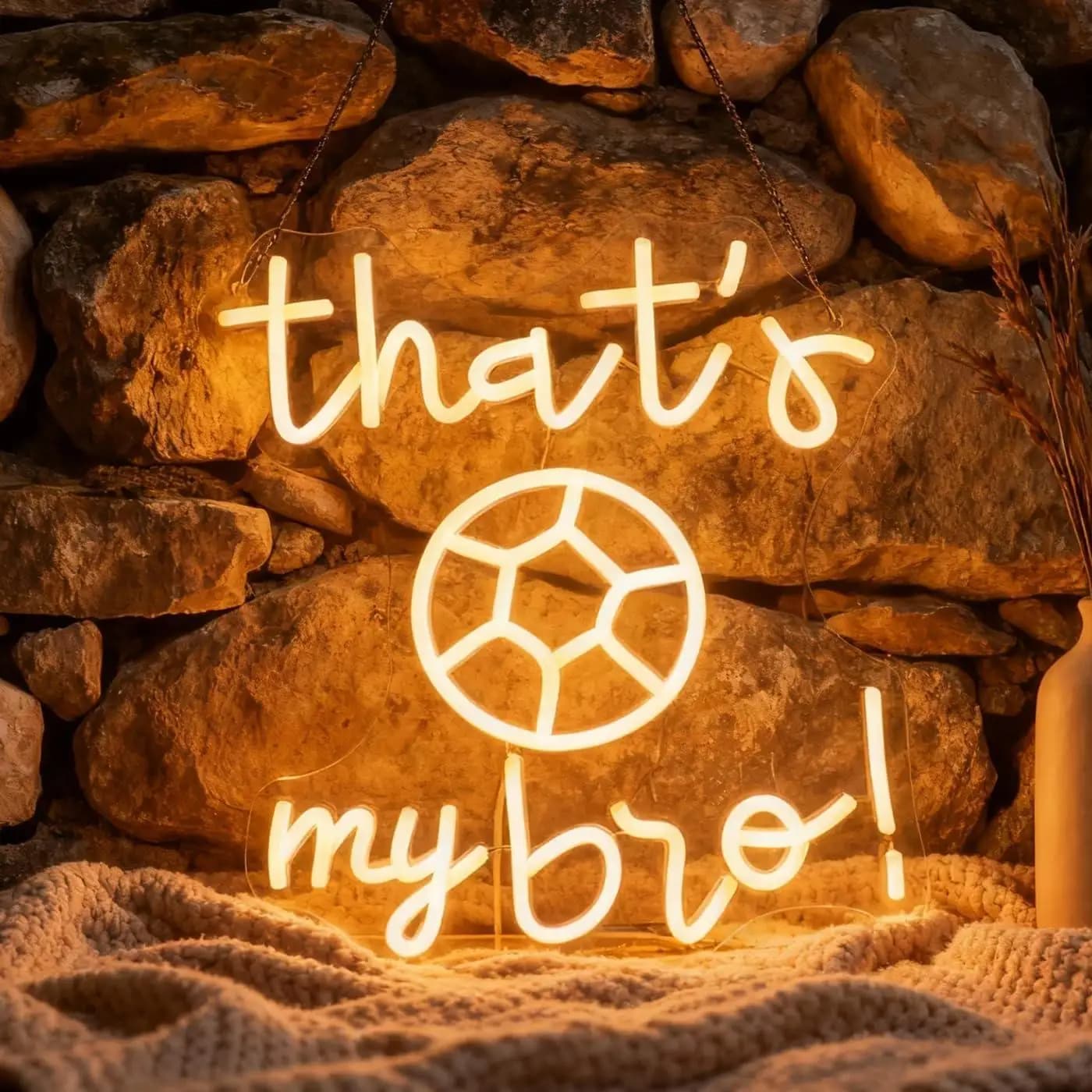 Insegna al Neon 'That's My Bro' con Luci LED a Forma di Pallone da Calcio per Sala Giochi, Man Cave, Bar Sportivo, Decorazione Dormitorio, Regalo per Squadre, Luce Notturna