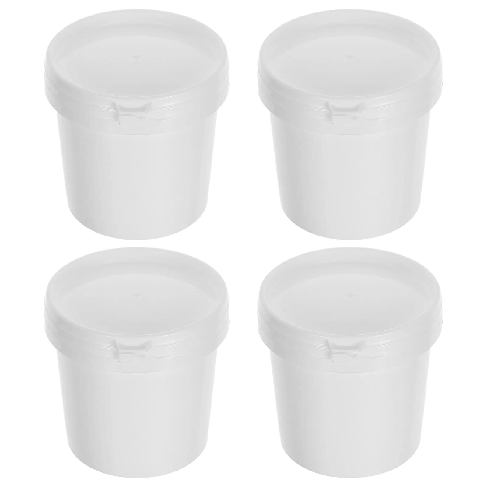 4Pcs 500Ml White Chemical Storage Container for Engine Oil Paint Solvents Waste Oil Secure Lid Industrial Plastic Pail Versatile