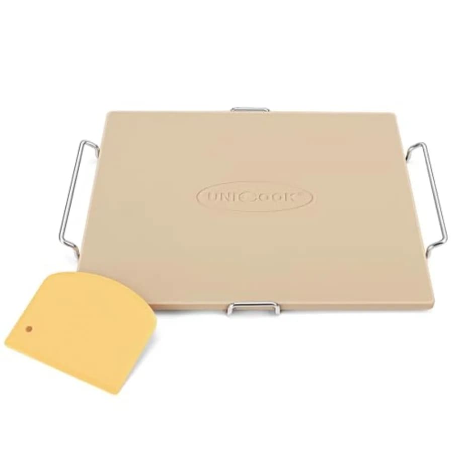 Pizza Stone for Oven and Grill, 16 x 14 Inch Rectangular Baking Stone for Bread, Cordierite Pizza Pan for Baking Crispy Bread a