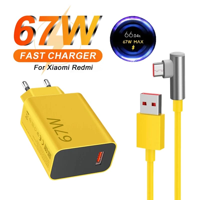6A 67W Max Turbo EU Caricatore rapido per Xiaomi 11 12 13 14 Ultra Redmi Nota 11T 12T 13 POCO X4 X5 X6 Pro Tipo C Cavo di ricarica USB
